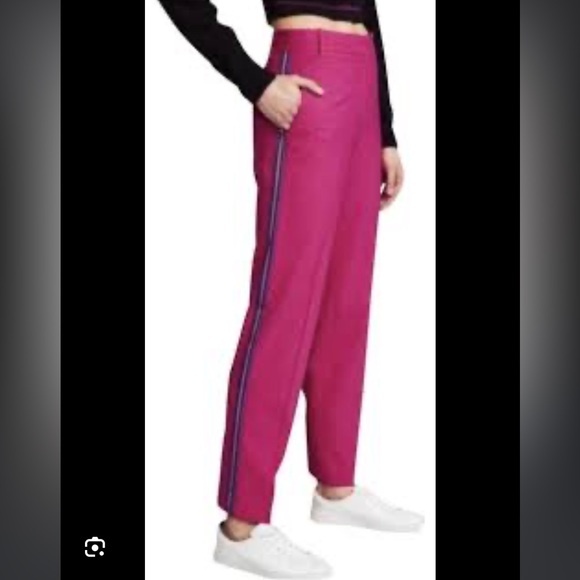 rag & bone Pants - Rag & Bone straight leg  trousers, OMAN Tux-Stripe, wool, size 8, fuscia pink